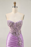 Grey Green Strapless Corset Beaded Short Homecoming Dress with Sequins