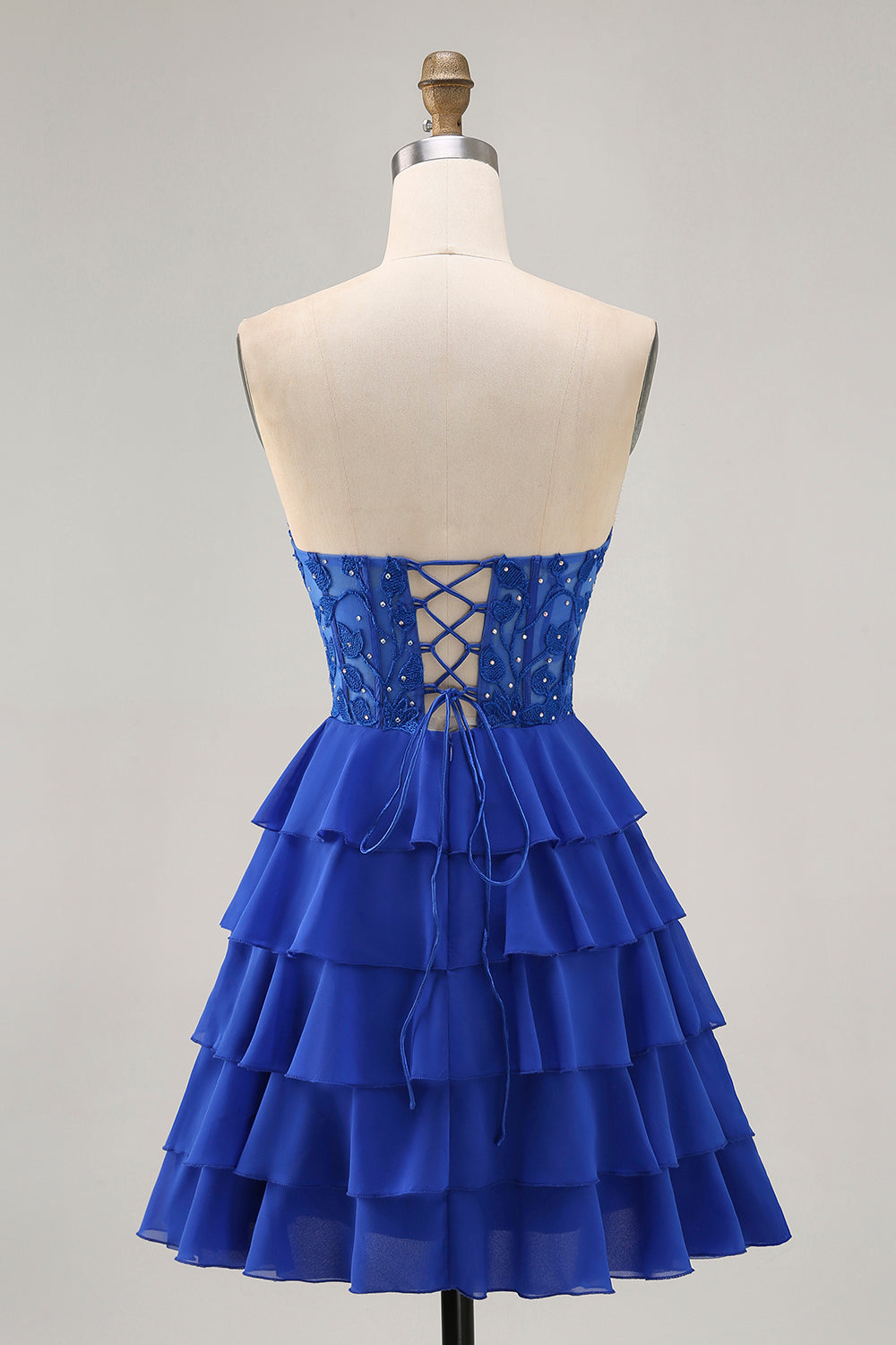 WEDTREND Women Strapless Royal Blue Homecoming Dress with Beading A-Line Tiered Short Corset Cocktail Dress WEDTREND Women Strapless Royal Blue Homecoming Dress with Beading A-Line Tiered Short Corset Cocktail Dress
