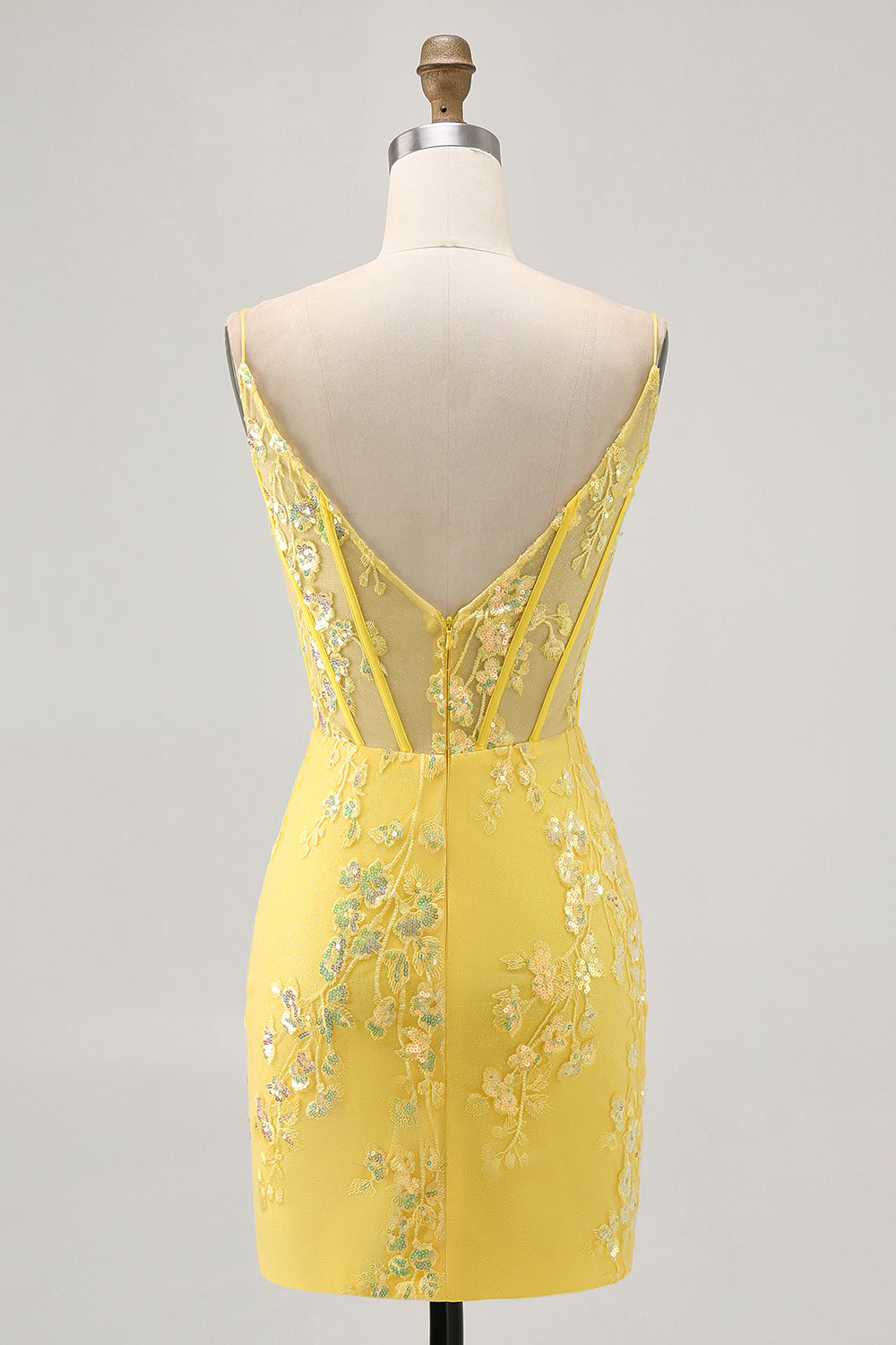 WEDTREND Women Yellow Short Homecoming Dress with Sequins Spaghetti Straps Corset Tight Cocktail Dress WEDTREND Women Yellow Short Homecoming Dress with Sequins Spaghetti Straps Corset Tight Cocktail Dress