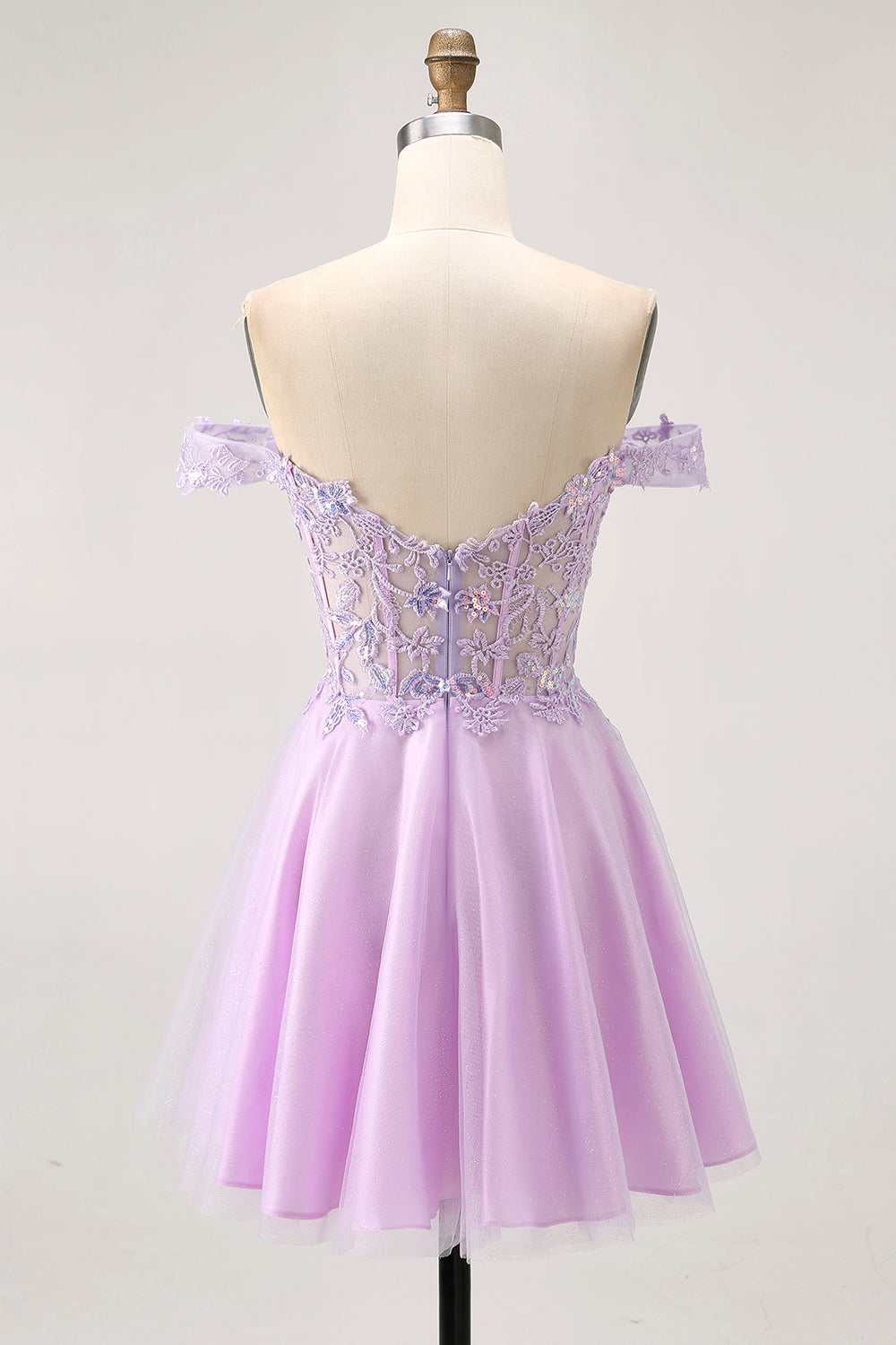 WEDTREND Women Lilac Homecoming Dress with Appliques A-Line Off The Shoulder Corset Sequins Short Prom Dress WEDTREND Women Lilac Homecoming Dress with Appliques A-Line Off The Shoulder Corset Sequins Short Prom Dress