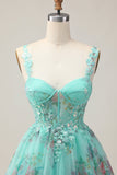 Green Corset A Line Sequins Printed Short Homecoming Dress with Lace Up Back