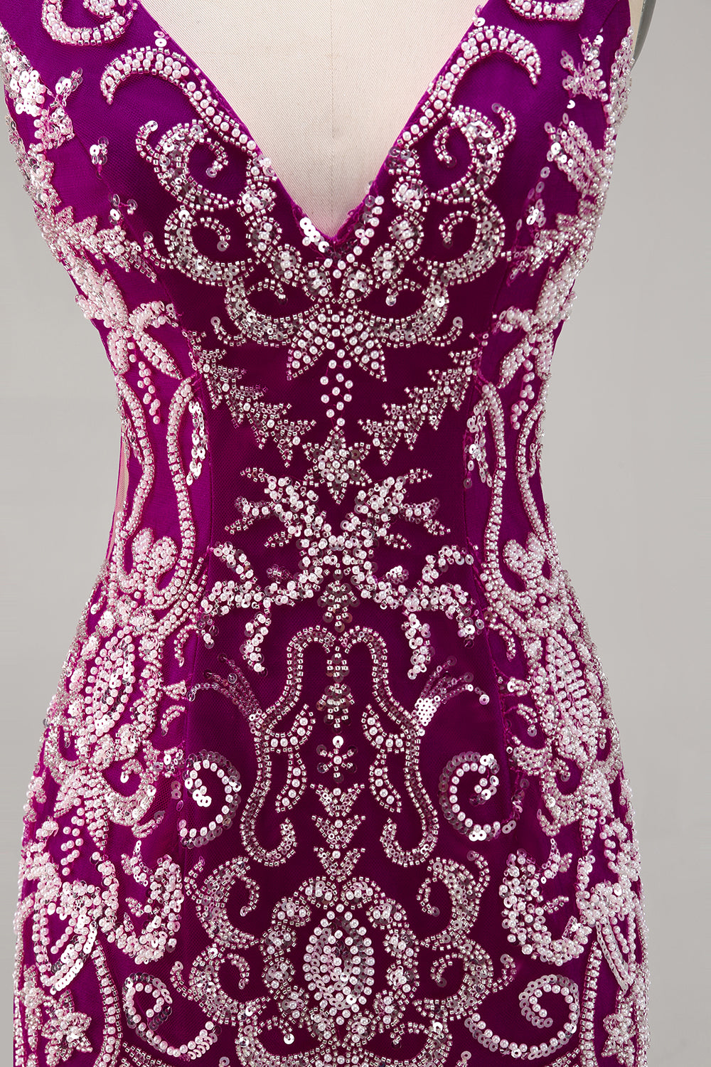 WEDTREND Women Fuchsia Homecoming Dress V-Neck Sequins Bodycon Mini Cocktail Dress WEDTREND Women Fuchsia Homecoming Dress V-Neck Sequins Bodycon Mini Cocktail Dress