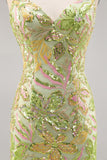 Green Bodycon Spaghetti Straps Sequins Homecoming Dress