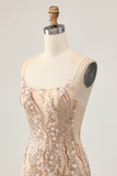 Sparkly Champagne Sequins Bodycon Homecoming Dress with Beading