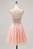 Sparkly Blush A Line Sequins Appliqued Short Homecoming Dress
