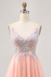 Sparkly Blush A Line Sequins Appliqued Short Homecoming Dress