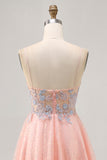 Sparkly Blush A Line Sequins Appliqued Short Homecoming Dress