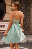 Appliqued Sage Green A Line Short Homecoming Dress