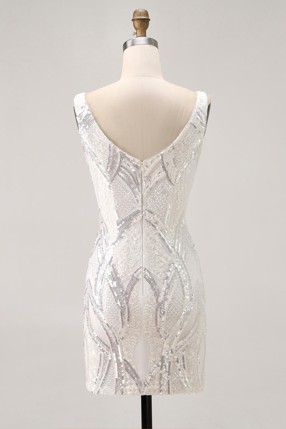 WEDTREND Women Sparkly Sequins Homecoming Dress White Bodycon V Neck Short Cocktail Dress WEDTREND Women Sparkly Sequins Homecoming Dress White Bodycon V Neck Short Cocktail Dress