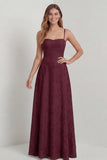 Sage Green A Line Spaghetti Straps Floral Burnout Bridesmaid Dress