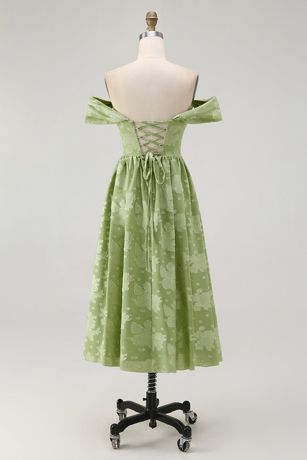 WEDTREND Women Sage Green Floral Bridesmaid Dress A Line Jacquard Off The Shoulder Midi Wedding Guest Dress WEDTREND Women Sage Green Floral Bridesmaid Dress A Line Jacquard Off The Shoulder Midi Wedding Guest Dress