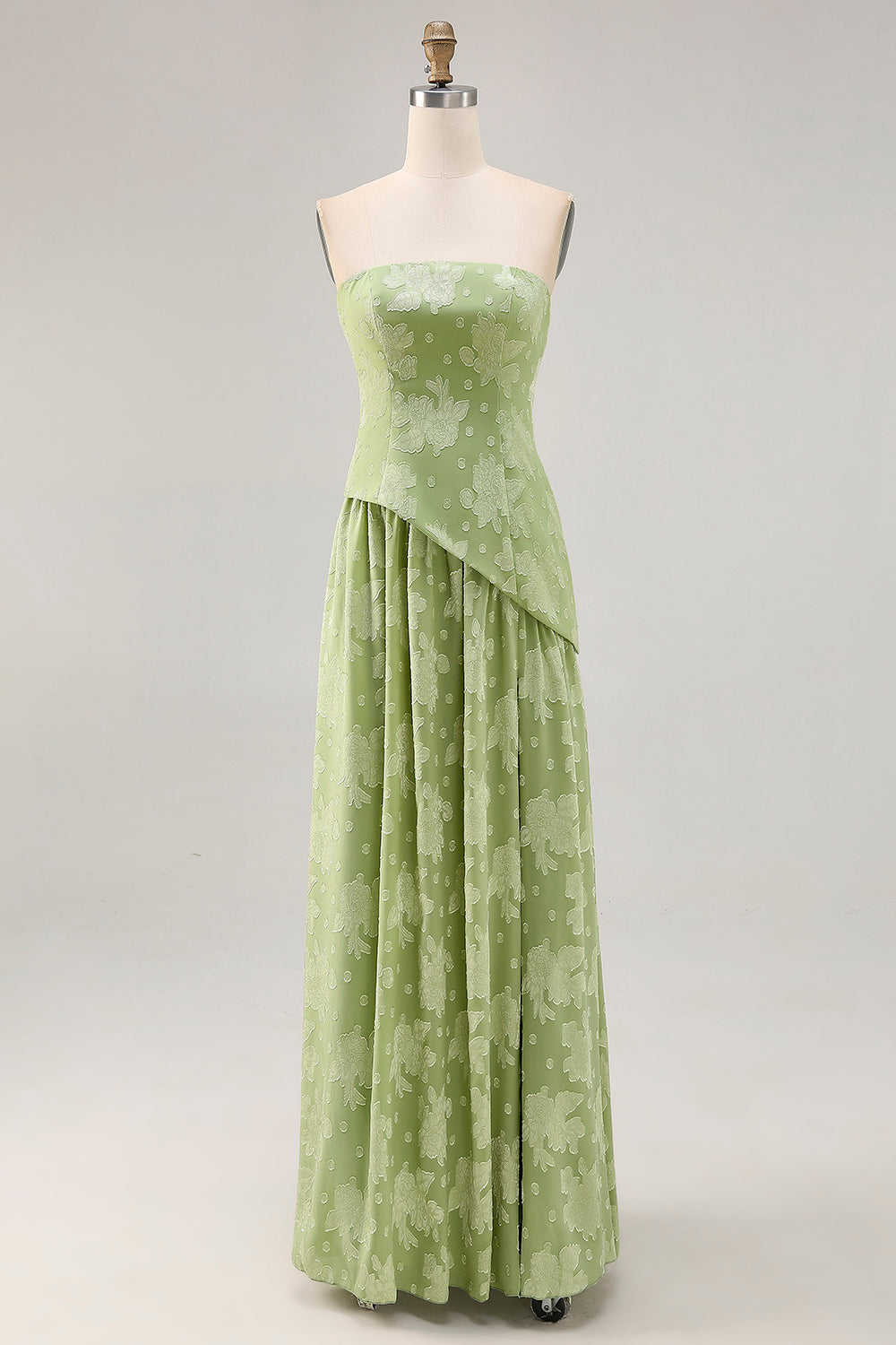 WEDTREND Women Sage Green Strapless Bridesmaid Dress A-Line Floral Long Wedding Guest Dress WEDTREND Women Sage Green Strapless Bridesmaid Dress A-Line Floral Long Wedding Guest Dress