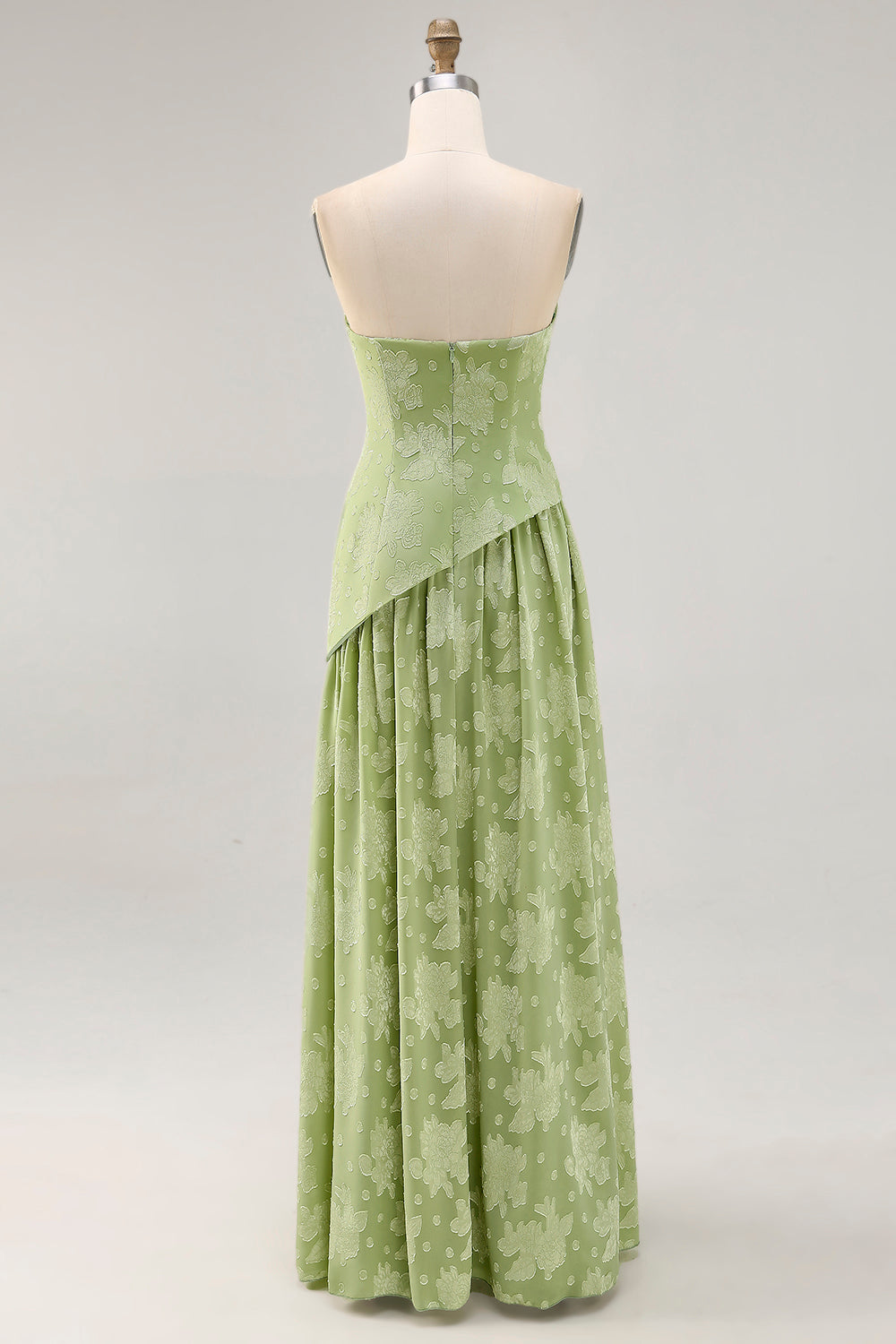 WEDTREND Women Sage Green Strapless Bridesmaid Dress A-Line Floral Long Wedding Guest Dress WEDTREND Women Sage Green Strapless Bridesmaid Dress A-Line Floral Long Wedding Guest Dress