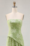 Sage Green A-Line Strapless Long Wedding Guest Dress
