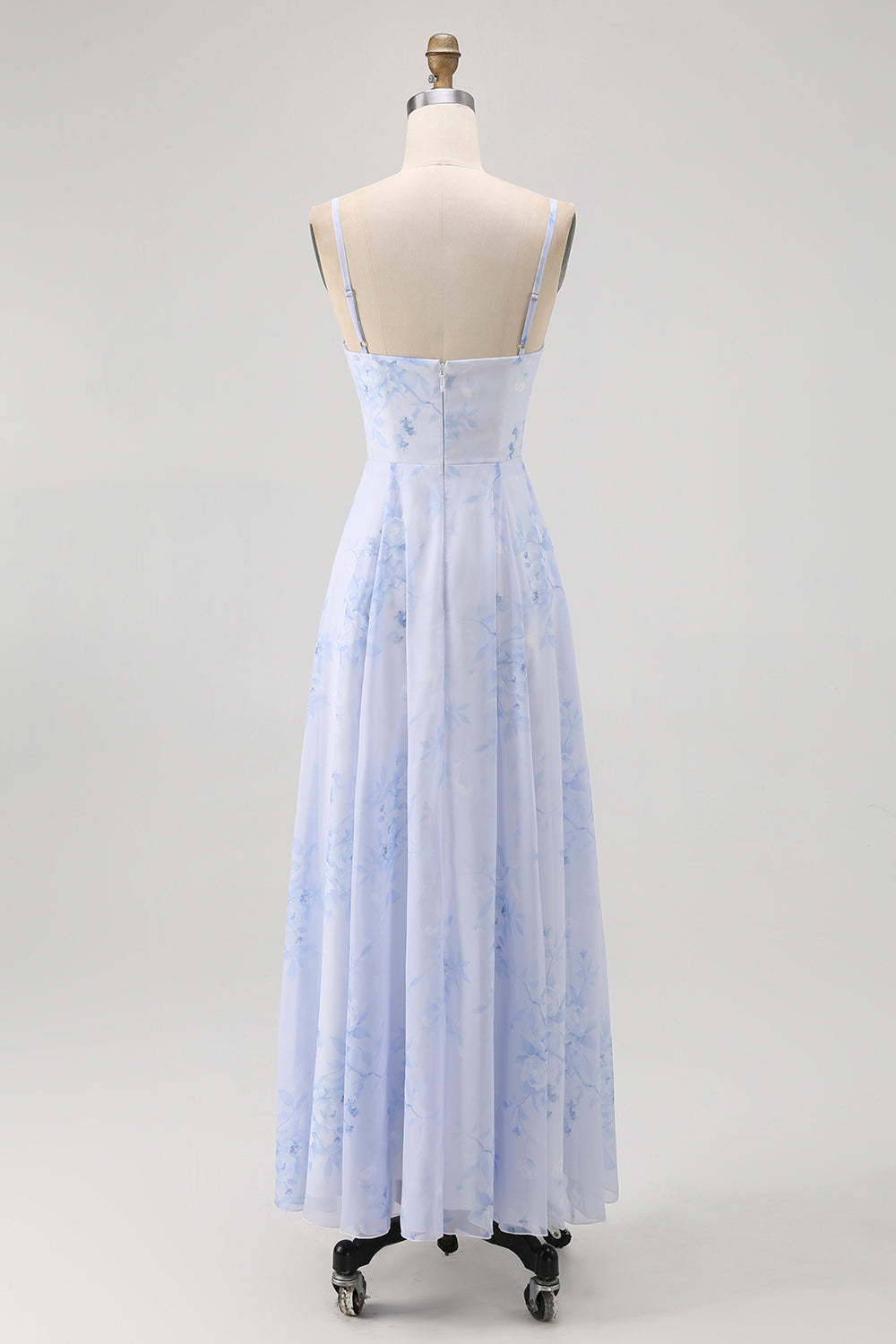 WEDTREND Women Blue Flower A-Line Bridesmaid Dress Spaghetti Straps Backless Sleeveless Wedding Guest Dress WEDTREND Women Blue Flower A-Line Bridesmaid Dress Spaghetti Straps Backless Sleeveless Wedding Guest Dress