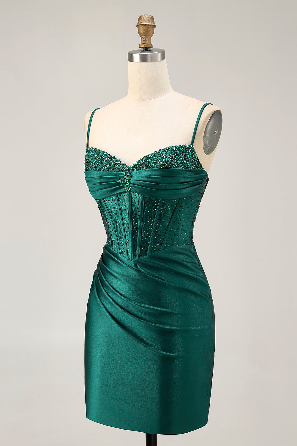 WEDTREND WomenDark Green Satin Homecoming Dress with Lace Up Back Sequins Spaghetti Straps Bodycon Sparkly Cocktail Dress with Beading WEDTREND WomenDark Green Satin Homecoming Dress with Lace Up Back Sequins Spaghetti Straps Bodycon Sparkly Cocktail Dress with Beading