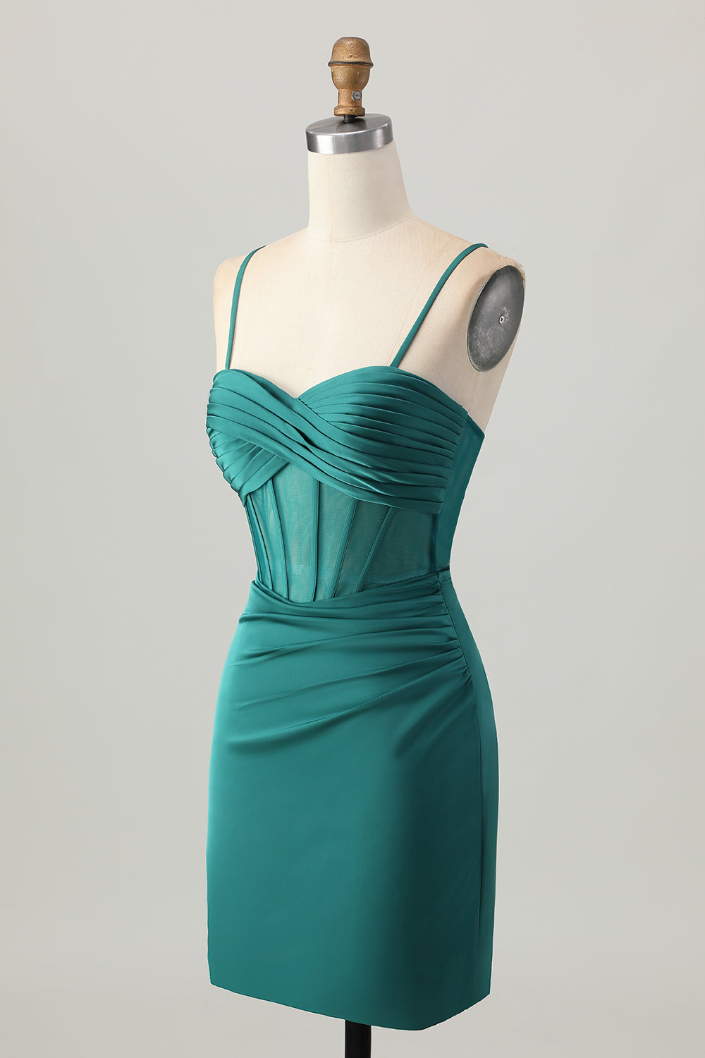 WEDTREND Women Dark Green Satin Homecoming Dress Spaghetti Straps Corset Tight Short Cocktail Dress WEDTREND Women Dark Green Satin Homecoming Dress Spaghetti Straps Corset Tight Short Cocktail Dress