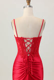 Dark Red Beaded Short Tight Homecoming Dress with Lace Up Back