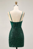 Sparkly Dark Green Bodycon Sequins Corset Homecoming Dress