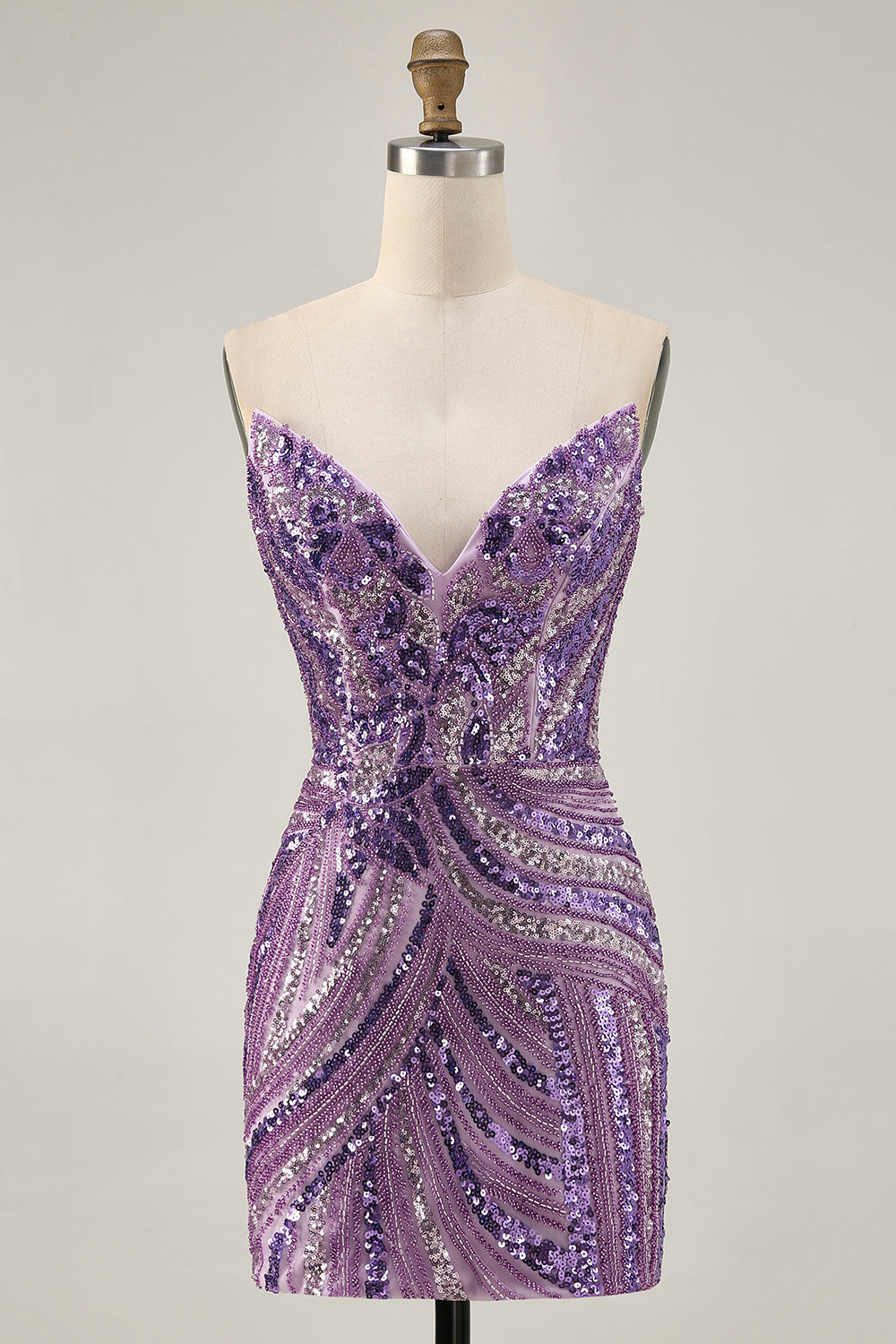 WEDTREND Women Sparkly Sequins Purple Homecoming Dress Strapless Tight Short Cocktail Dress WEDTREND Women Sparkly Sequins Purple Homecoming Dress Strapless Tight Short Cocktail Dress