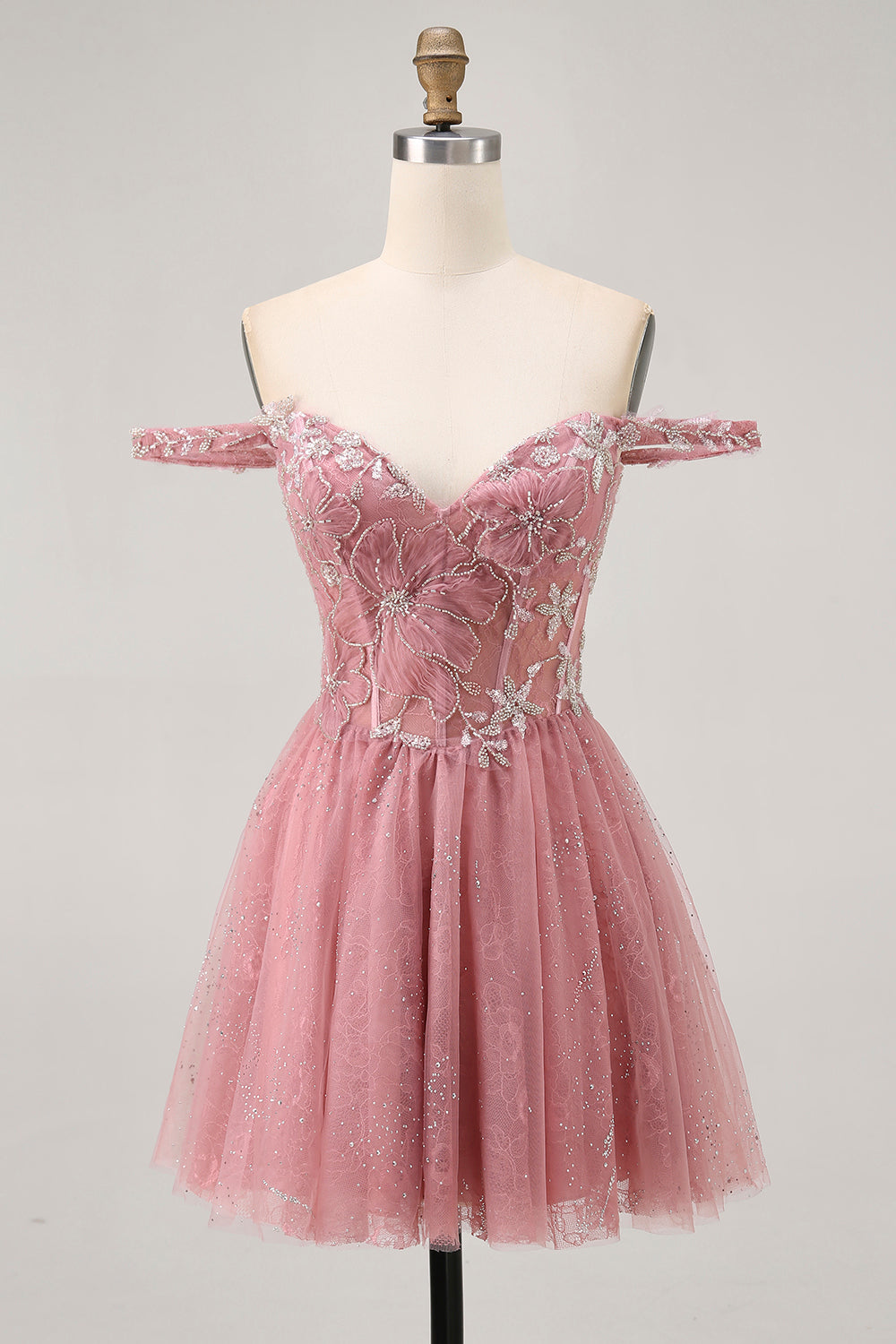 WEDTREND Women Off The Shoulder A Line Homecoming Dress Dusty Rose Floral Short Cocktail Dress WEDTREND Women Off The Shoulder A Line Homecoming Dress Dusty Rose Floral Short Cocktail Dress