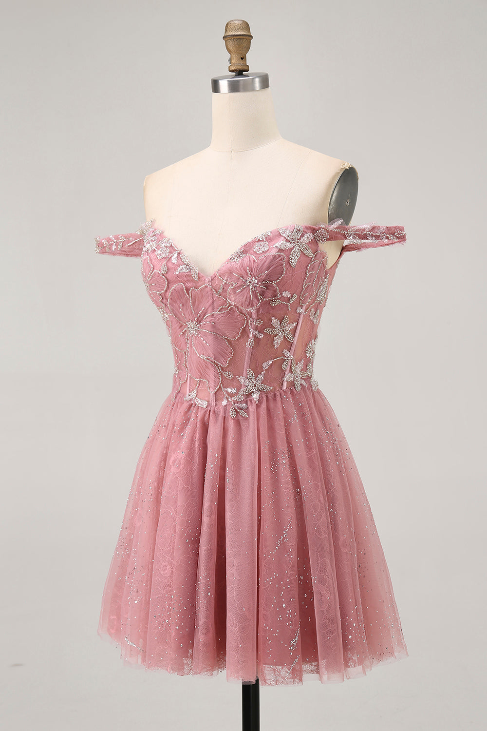 WEDTREND Women Off The Shoulder A Line Homecoming Dress Dusty Rose Floral Short Cocktail Dress WEDTREND Women Off The Shoulder A Line Homecoming Dress Dusty Rose Floral Short Cocktail Dress
