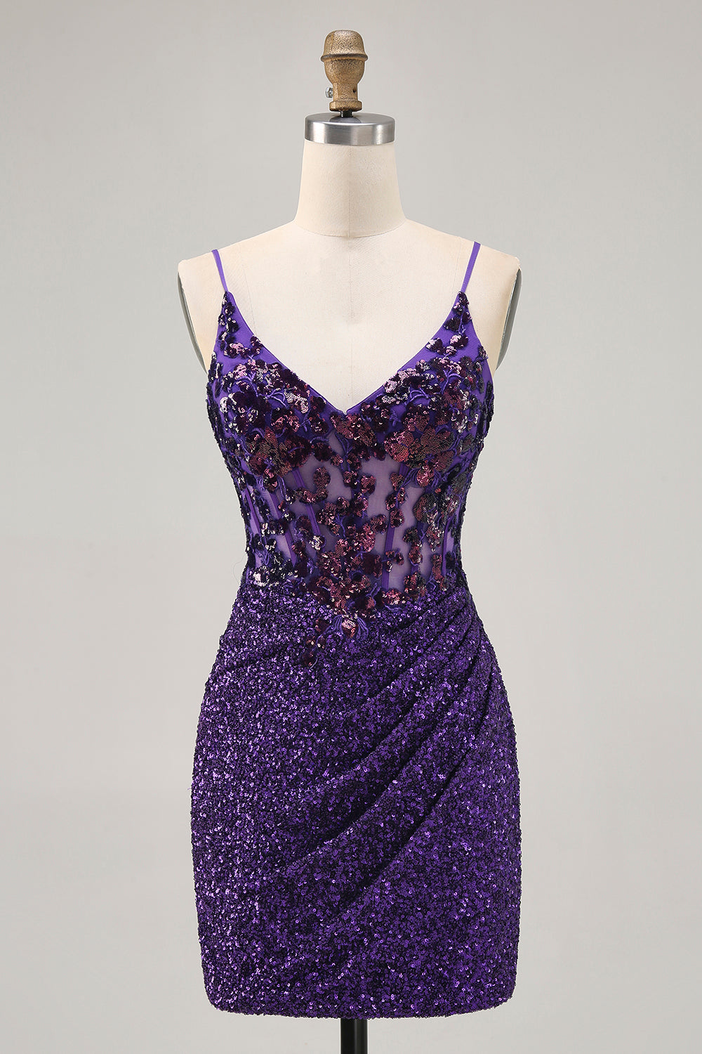 Wedtrend Women Sparkly Sequins Dark Purple Homecoming Dress with Lace Up Back Corset Bodycon Short Prom Dress WEDTREND Wedtrend Women Sparkly Sequins Dark Purple Homecoming Dress with Lace Up Back Corset Bodycon Short Prom Dress WEDTREND