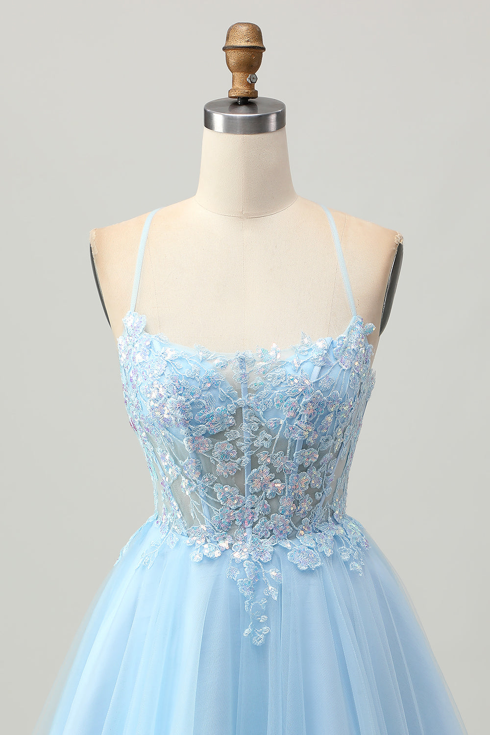 WEDTREND Women Light Blue Corset Homecoming Dress A Line Spaghetti Straps Short Sequins Cocktail Dress WEDTREND Women Light Blue Corset Homecoming Dress A Line Spaghetti Straps Short Sequins Cocktail Dress