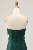 Sparkly Bodycon Off The Shoulder Dark Green Sequins Homecoming Dress