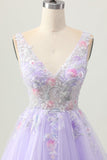 Sparkly Lilac A Line Sequins Beaded Applique Short Homecoming Dress with Pearls