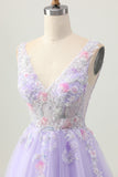 Sparkly Lilac A Line Sequins Beaded Applique Short Homecoming Dress with Pearls