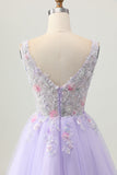 Sparkly Lilac A Line Sequins Beaded Applique Short Homecoming Dress with Pearls