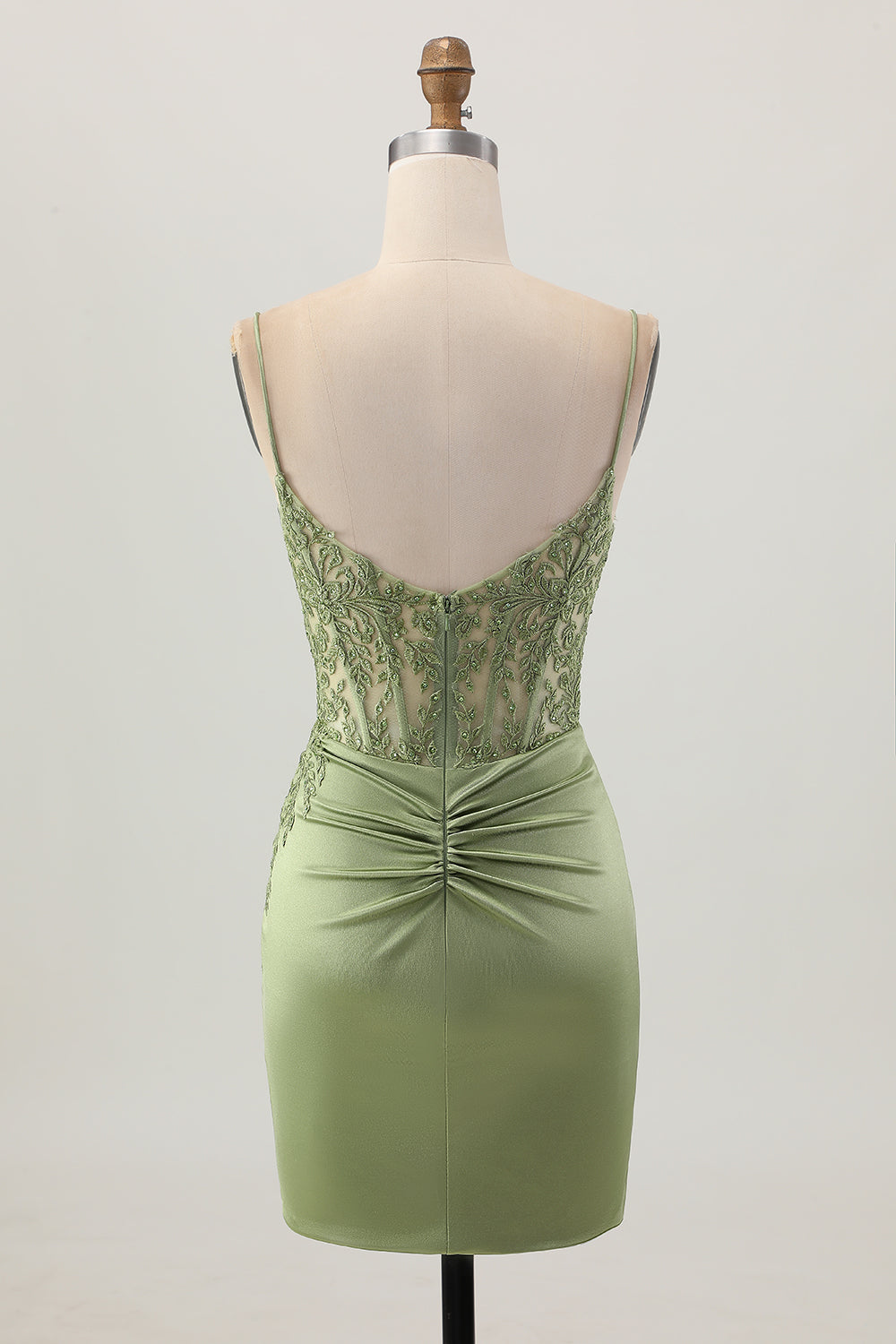 WEDTREND Women Sage Green Tight Homecoming Dress with Slit Corset Short Satin Cocktail Dress WEDTREND Women Sage Green Tight Homecoming Dress with Slit Corset Short Satin Cocktail Dress