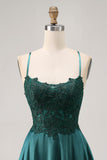 A-Line Appliqued Dark Green Short Homecoming Dress with Beading