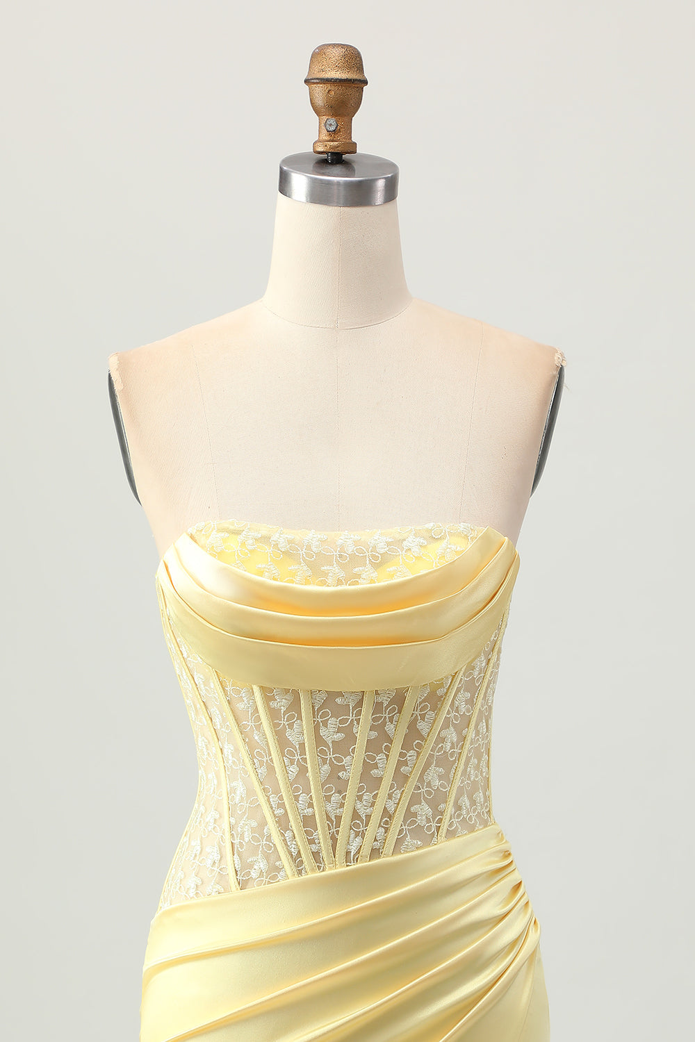 WEDTREND Women Yellow Homecoming Dress with Lace Up Back Tight Strapless Satin Corset Cocktail Dress WEDTREND Women Yellow Homecoming Dress with Lace Up Back Tight Strapless Satin Corset Cocktail Dress