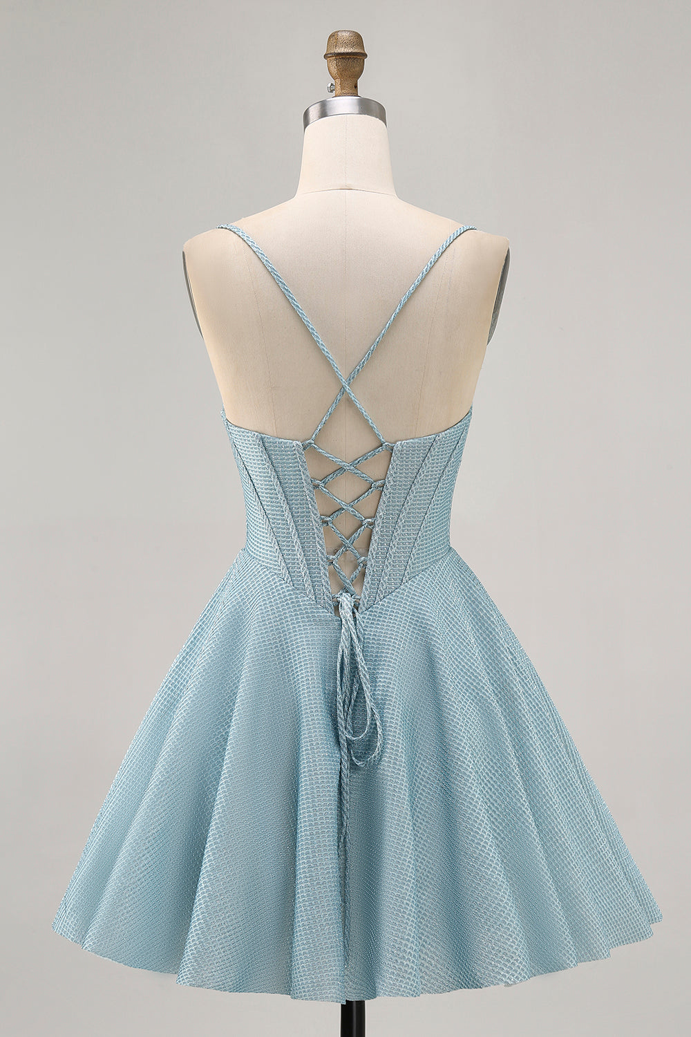 WEDTREND Women Grey Blue Homecoming Dress with Lace Up Back Corset A Line Spaghetti Straps Short Prom Dress WEDTREND Women Grey Blue Homecoming Dress with Lace Up Back Corset A Line Spaghetti Straps Short Prom Dress