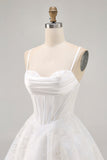 White A-Line Spaghetti Straps Sequins Corset Short Homecoming Dress
