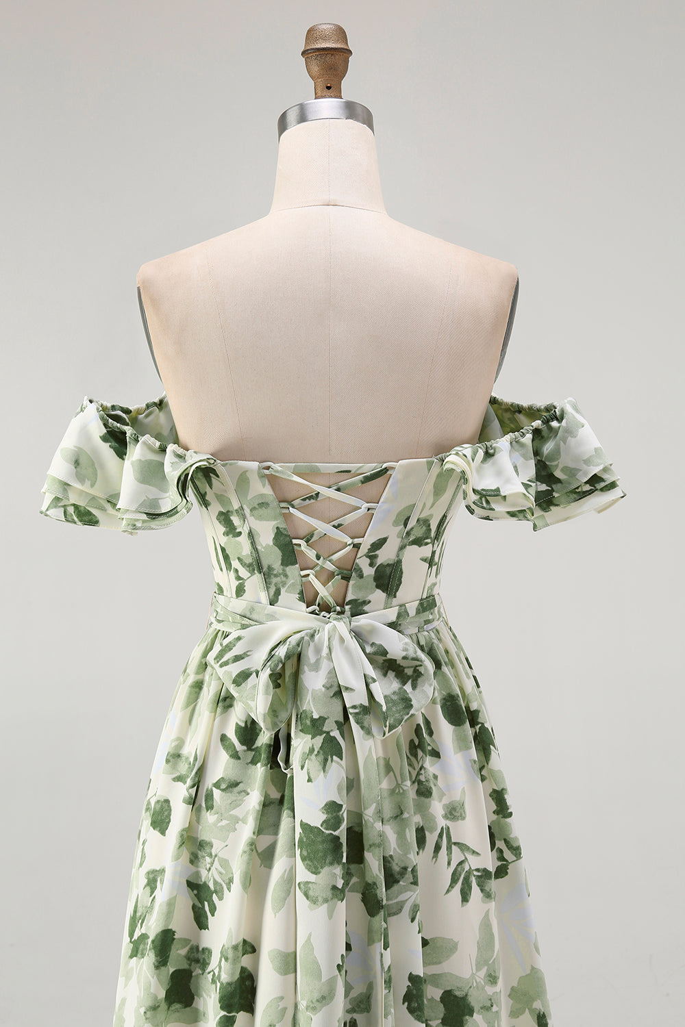 green pattern bridesmaid dress AW Sage Dress