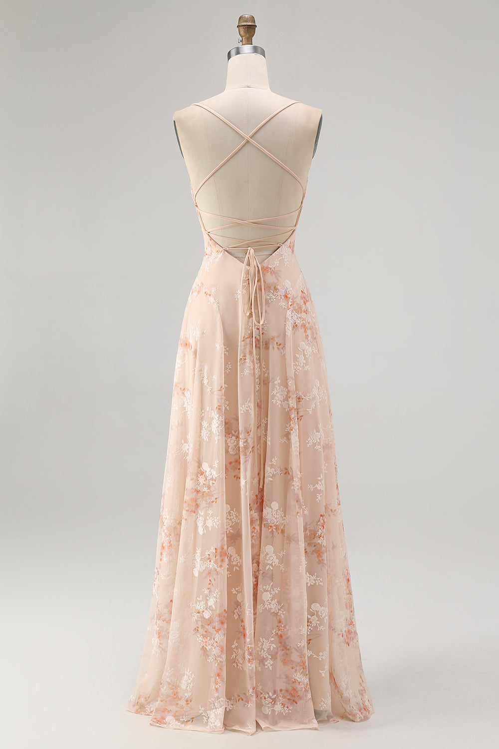 WEDTREND Women Floral Burnout Maxi Dress A-Line Champagne Cowl Neck Wedding Guest Dress with Lace Up Back WEDTREND Women Floral Burnout Maxi Dress A-Line Champagne Cowl Neck Wedding Guest Dress with Lace Up Back