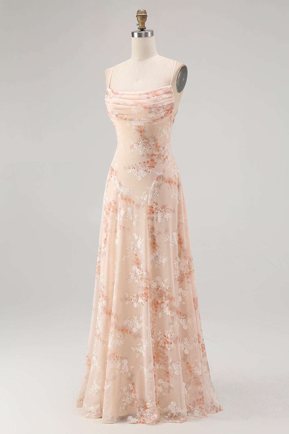 WEDTREND Women Floral Burnout Maxi Dress A-Line Champagne Cowl Neck Wedding Guest Dress with Lace Up Back WEDTREND Women Floral Burnout Maxi Dress A-Line Champagne Cowl Neck Wedding Guest Dress with Lace Up Back