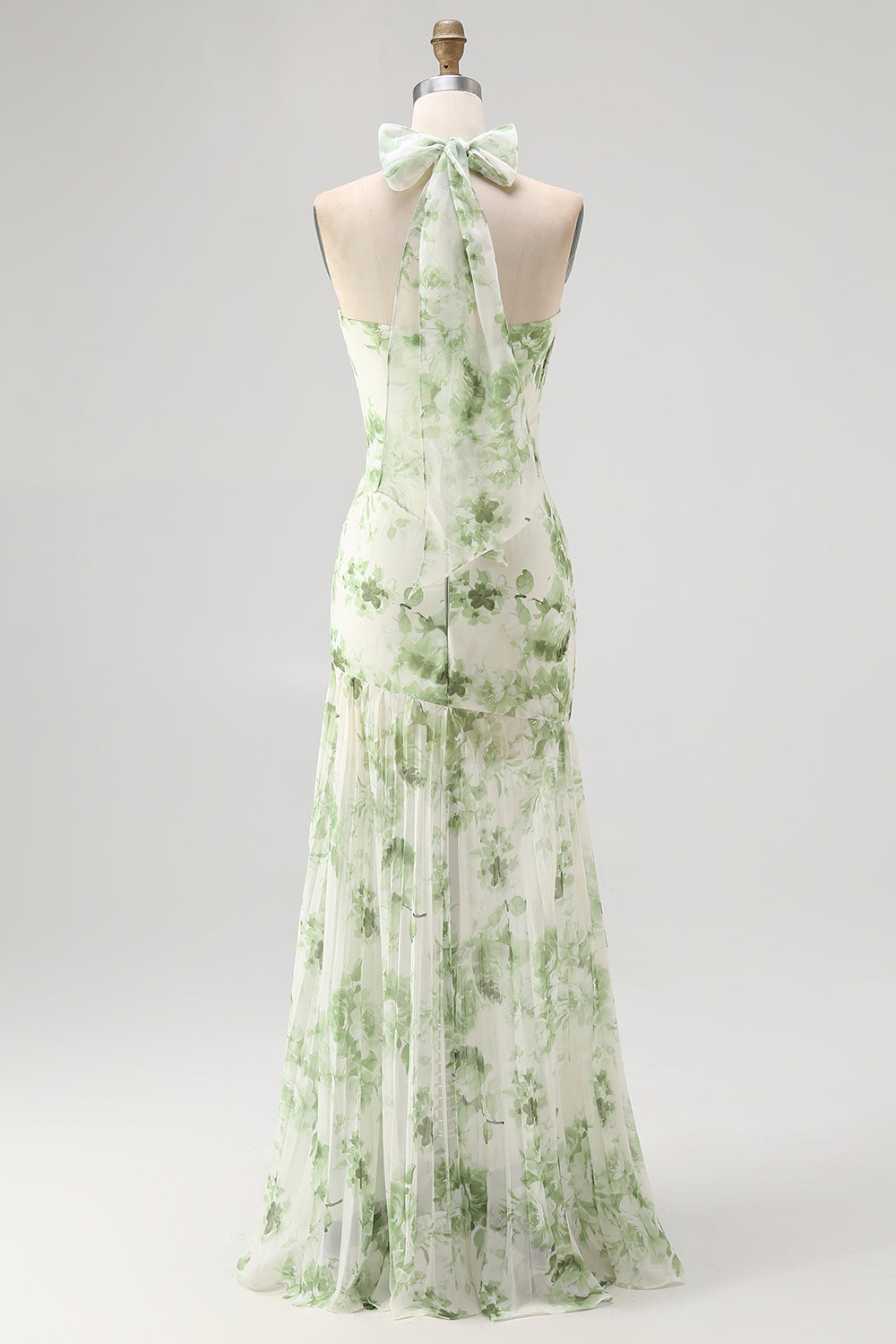WEDTREND Women Green Floral Bridesmaid Dress Sweetheart Halter-Neck Tie-Back Backless Pleated Maxi Wedding Guest Dress WEDTREND Women Green Floral Bridesmaid Dress Sweetheart Halter-Neck Tie-Back Backless Pleated Maxi Wedding Guest Dress