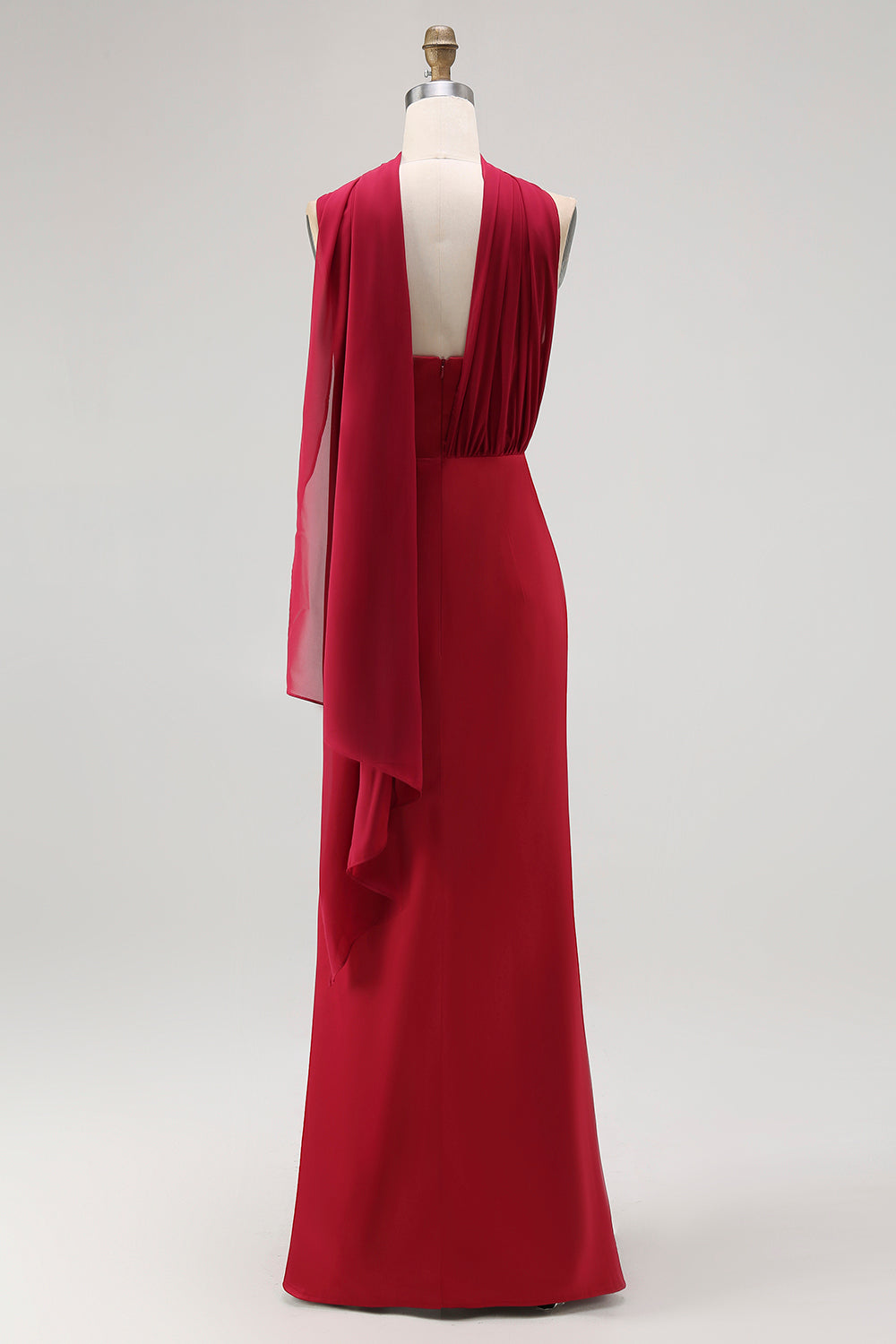 WEDTREND Women One-Shoulder Draped Long Bridesmaid Dress Satin Floor Length Wedding Guest Dress with Side Slit WEDTREND Women One-Shoulder Draped Long Bridesmaid Dress Satin Floor Length Wedding Guest Dress with Side Slit