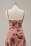 Dusty Rose A Line Corset Floral Short Homecoming Dress