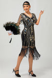 Flapper Burgundy Sequin Bodycon Fringed 1920s Dress