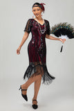 Sparkly Flapper Black Golden Sequin Bodycon Fringed 1920s Dress
