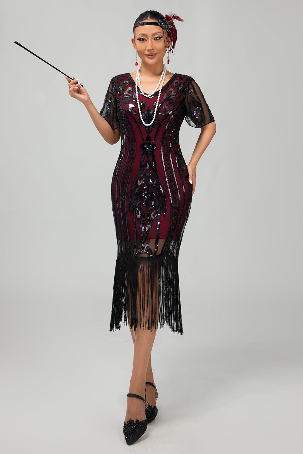 burgundy flapper dress Burgundy Flapper Art Deco Dress ModCloth