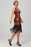 Sparkly Black Golden Short 1920s Dress with Fringes