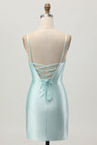 Light Green Bodycon Corset Cut Out Short Homecoming Dress with Beading