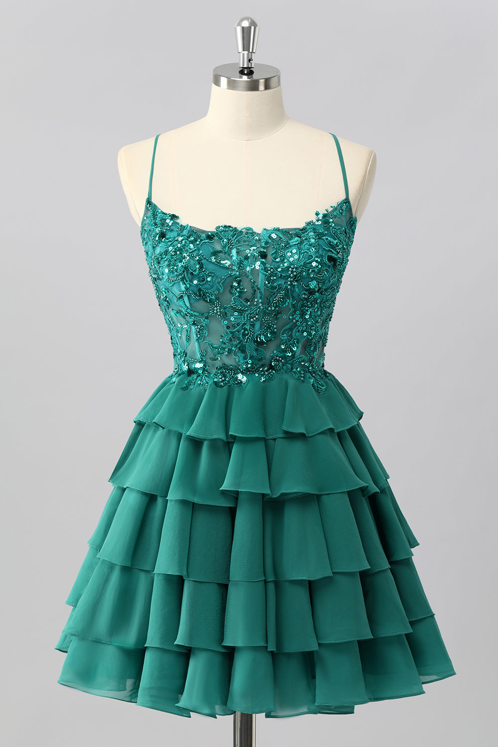 WEDTREND Women Dark Green Homecoming Dress with Ruffles Beaded A-Line Spaghetti Straps Sequin Short Cocktail Dress WEDTREND Women Dark Green Homecoming Dress with Ruffles Beaded A-Line Spaghetti Straps Sequin Short Cocktail Dress