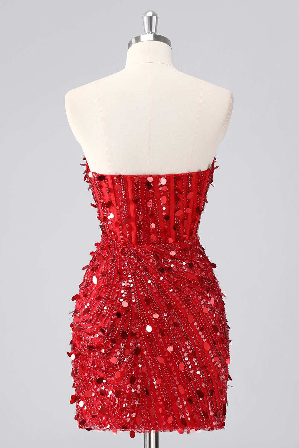 red and gold hoco dress Strapless Short Beaded Homecoming Dress with Cut Out Blue / 2XLarge